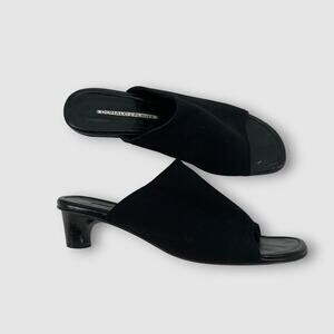 Donald J Pliner Black Stretch Fabric Heeled Mules Size 9.5